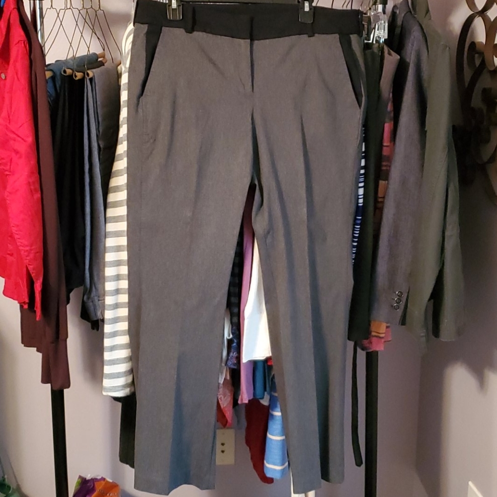 Lane Bryant gray dress slacks with black trim